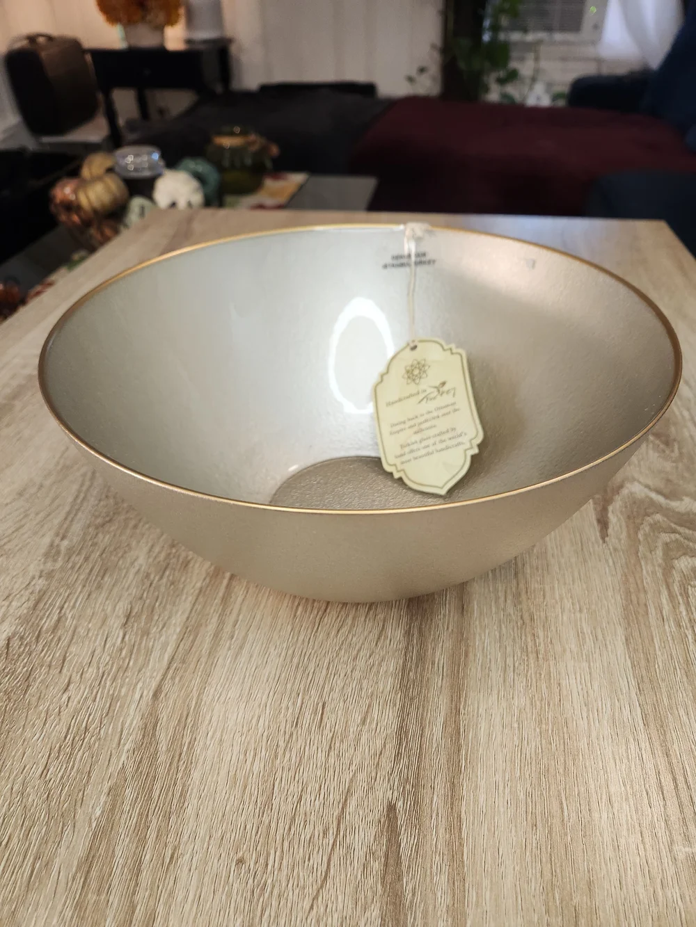 Elegant Gold-Tone Decorative Serving Bowl